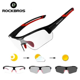 Rockbros Pochromic Cycling Solglasögon Eyewear UV400 Road Bicycle Myopia Goggles For Women Men Outdoor Sports Bike Glasses240328