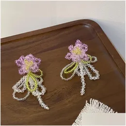 Dangle Chandelier Handmade Flower Beads Sweet Drop -Drop أقراط للنساء شخصية Beafif Pendientes توصيل J Dhgarden DHCFJ