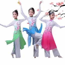 New Children's Classical Dance Costumes Girls Paraply Dance Fan Costumes Girls Ethnic Dance Elegant O5ie#