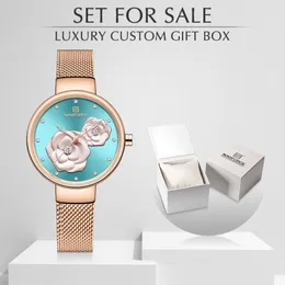 New NAVIFORCE Rose Gold Women Watches Dress Quartz Watch Ladies with Luxury Box Female Wrist Watch Girl Clock Set for 326c