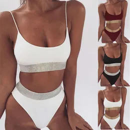 2018 sexy hohe Taille Bikini Split Badeanzug Frau PEST SOLID BIKINI