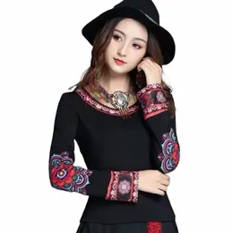 Neue lose Herbst und Winter Frauen Retro chinesische Dr Fat MM Chegsam Sweatshirt Pullover Traditial Frauen Dr Black Top s7Ss #