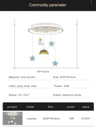 Novos lustres modernos liderados para o quarto do quarto infantil estudar crianças azuis baby azul astronautas lâmpadas de teto decoração luzes pendentes