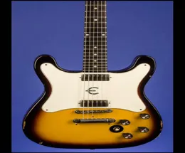 Özel Mağaza 1961 Coronet Plak Headstock Vintage Sunburst Elektrikli Gitar Mini Humbucker Pikaplar Beyaz Pickguard Dot Fingerboar9998546