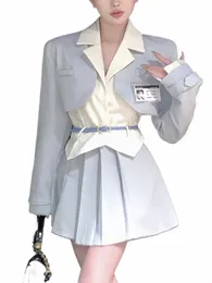 Japon kawaii jk okul üniforma kadınlar Koreli sevimli kolej kız cosplay üniforma sonbahar lg kol blazer ve pilili etek seti v0kt#