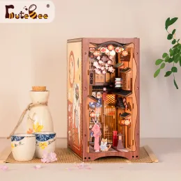Cutebee Diy Book Nook Diy Miniature House Kit med möbler och lätt evig bokhandel Bokhylla Insert Kits -modell för vuxen