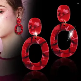 Dangle Earrings Leeker Red Green Big Acrylic Drop for Women Fashion Jewelry Party Association Hanging Homps 186 LK3