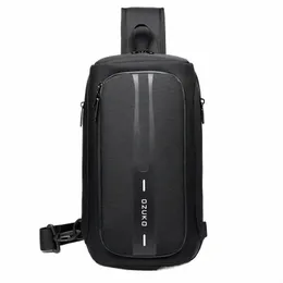 Ozuko Casual USB Laddning Sling Bag Multifuncti Crossbody Bag For Men Anti-poft Shoulsk Menger Påsar Manlig vattentät väska 31PO#