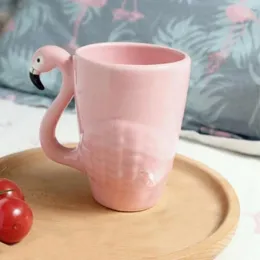 Canecas Flamingos Pássaro Bules Copos 3D Animal Super Beleza Ins Menina Rosa Cerâmica Caneca de Café Bonito Bule de Chá Copo Aniversário Presente de Natal