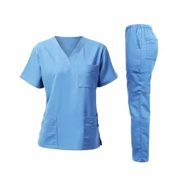 multicolorido unissex de manga curta Phcy Nurse Cott Uniform Hospital Doctor Workwear Oral Dental Surgery Uniforms Medical Sets 61vc #