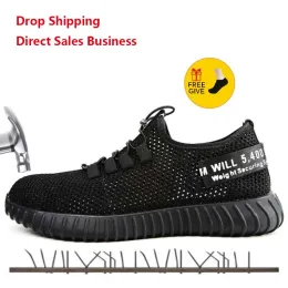 Boots Breathable Safety Shoes Men's and Women Lightweight Summer Wild Antismashing Piercing Work Sandals Single Mesh Sneakers 3546