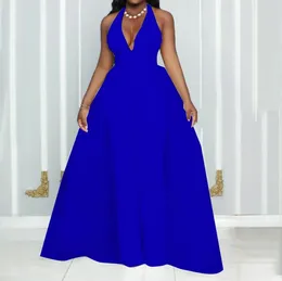 Vestidos casuais mulheres estilo urbano macacão 2024 primavera mais recente sexy v-pescoço pendurado pescoço aberto de volta malha emenda moda grande cintura alta