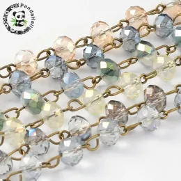 Komponenten 6 mm 8 mm Elektroplatten Glasfaceted Abacus Perlen Antique Bronzeketten für Halsketten Armbänder DIY 1M/Strang (39,4 ").