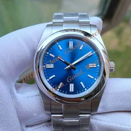 Högkvalitativa herrklockor 124300 41mm 36mm 31mm Blue Dial Watch Classic Automatisk rörelse Rostfritt stål Fodral Rem Datum Herrplantor