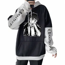 Anime Bungo Streunende Hunde Hoodie Hip Hop Plus Größe Männer Patchwork Lg Hülse Sweatshirt Männer Harajuku Kühlen Osamu Dazai Manga Hoodies 27Pa #