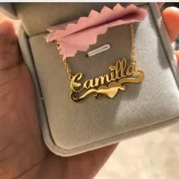 V atrair jóias personalizadas feitas à mão nome personalizado colar para mulheres declaração coração fita corrente gargantilha presente bijoux femme 240321