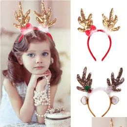 Decorações de Natal Rena Headbands Deer Horns Cabeça Adorno no Cabelo Acessórios Ano Novo Entrega Home Jardim Festivo Dhn8t