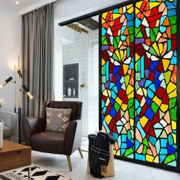 Window Stickers 40x60cm Colorful Self-adhesive Glass Film PVC Static Cling Decorative Films Church Frosted Stained Home Decoration
