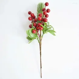 Dekorativa blommor 1st 33 cm Artificial Plant Juniper Leaf Red Berry Christmas Flowle Bundle Home Decoration Diy Handmade
