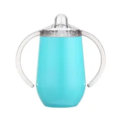 Tazza Sippy 10 once Bottiglia d'acqua per bambini Bicchiere in acciaio inossidabile con manico Tazza da viaggio a prova di perdite isolata sotto vuoto Biberon in mare shippin9907764