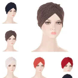 Czapki do czapki/czaszki 2022 NOWOŚĆ Bandanas Mase Women Turban Muslim Hat Twist Twist Hijab Bonnet Cap Adt Chemo Węzeł opaski na głowę DEL DHGARDEN DHXQ3