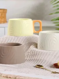 Kubki Prosty nordycki wzór drzewa kontrastowy Kolor spersonalizowany japoński kwadratowy uchwyt kawy filiżanka rodzinna para śniadania