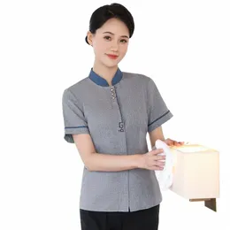 property Cleaning Service Uniform Short Sleeve Hotel Room Aunt Work Clothes Hospital Housekee Cleaning Pajama Clothes Summer H9KJ#