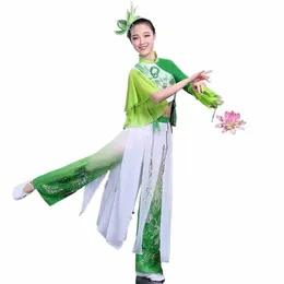 زي الرقص الشعبي الصيني الكلاسيكي امرأة يانغكو الرقص ملابس للمرحلة هانفو ملابس التداول الأداء الرقص طبل الرقص E28F#
