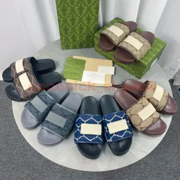 Verão homens slide sandália designer slide flip-flops mulheres praia conforto plana sandálias de borracha bezerro camurça natural clássico impresso chinelos de praia tamanhos 35-44