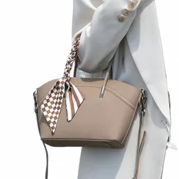 2023 New Womans Split Leather Tote Bag Fi Retro Style Shell Axel Handväska Crossbody med avtagbar påse K3XP#