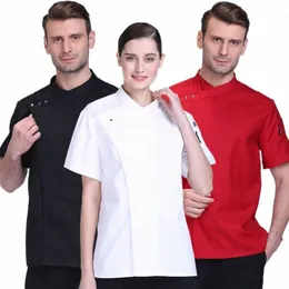 chaqueta fina y transpirable de manga corta para Chef de Hotel, de alta calidad uniforme blanco, abrigo Maestro Chefs, 2024 b2In#
