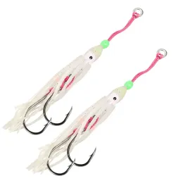 2 szt. 10 cm/12 cm słona woda Octopus Hook Miękki silikonowy Luminous Squid Spódnica sztuczny sprzęt wędkarski z podwójnymi haczykami