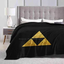 Cobertores Símbolo Triforce Ouro Sala de Venda Cobertor de Flanela Doméstico Lenda do Link Triângulo Gamer Gaming Geek