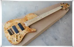 Factory Custom 5 Strings 24 Frets Maple Fingerboard Original Shattrubody Electric Bass Guitar med prickar Inlaygolden Hardware2773625