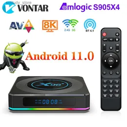 تعيين أعلى مربع X96 x4 amlogic S905x4 RGB Light TV Box Android 11 4G 64GB 32G دعم AV1 8K فيديو 100M WiFi BT YouTube Media Player Set-Top Box Q240330