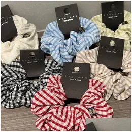 Hair Rubber Bands Korean Retro Romantic Plaid Elastic Scrunchie Simple Fashion Rope Accessories For Drop Delivery Jewelry Ha Dhgarden Dhkah