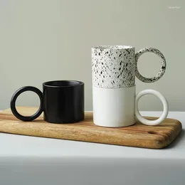 Tazze 350ml Grande impugnatura rotonda Tazza da caffè in ceramica Creativo Tè al latte Tazze da ufficio Bicchieri Il regalo di compleanno Decorazioni per la casa