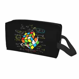 math Rubik Rubix Cube Caps Cosmetic Bag Women Fi Big Capacity Makeup Case Beauty Storage Toiletry Bags u2tu#