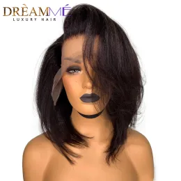 Light Yaki Short Chort Calcini Bob Blettle Blunt Wigs 13x4 Front Human Hair Wig Wigy Straight 4x4 Lace Closurebrazilian Remy