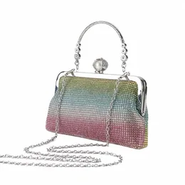 metallic Party Dinner Shell Bag Panelled Diamd Clutch Sequin Evening Gown Purse Handbags Women Chains Shoulder Crossbody Bags z89y#