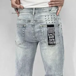 ksubi jeans Designer Jeans per uomo Pantaloni da uomo Rip Denim Biker Vernice grigia Distress Stretch Moto Bone Halloween Jeans per uomo 6853