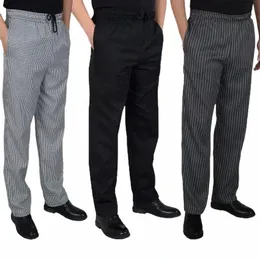 ristorante Striped Chef De Executive Servizio uniforme nero Partie Nuovo elastico Peperoni bianchi Pant Red Cook p4Bl #