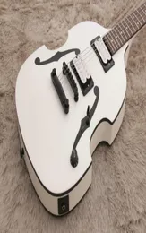 Sällsynt PGM700 PGM 700 Paul Gilbert Mij Violin White Electric Guitar Double F Hole Paint Black Hardware Body Binding Dual Single 1303334