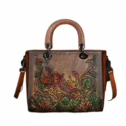 motaora New Fish Embossed Women Handbag Vintage Chinese Style Shoulder Bag Versatile Leather Large Capacity Crossbody Bag Ladies v7ZB#