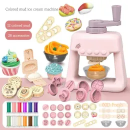 점토 반죽 모델링 DIY Colourf Pasta Hine Children 척하는 Play Toy Simation Kitchen Ice Cream Suit Model Girl Toys 선물 선물 240117 D DHVXU