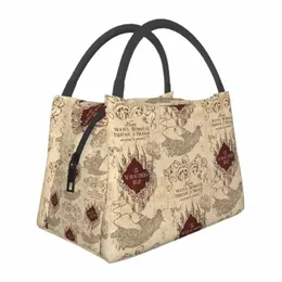 Marauders Magic Map حقيبة غداء معزولة لـ CAM Travel Resable Thate There Bento Box Women Farmal Bags Lunchbag R88T#