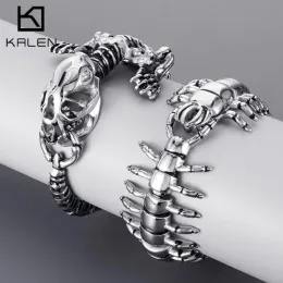 Bracciali Nuovo speciale braccialetto grosso millepiedi Bracciale da uomo in acciaio inossidabile 3D Bracciale personalizzato in osso di coccodrillo Commercio all'ingrosso di gioielli