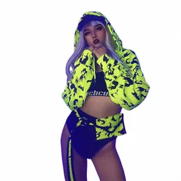 Hip Hop Jazz Dance Performance Costume di scena Discoteca femminile Gogo Abbigliamento da ballo DJ Dancer Clubwear Party Rave Outfit VDB4207 b8tU #