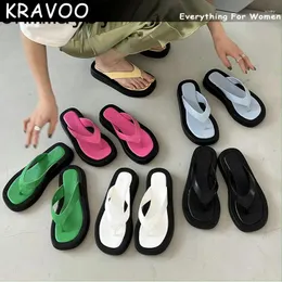 Chinelos Kravoo marca plataforma feminina verão moda sola grossa salto plano senhoras slides casual ao ar livre praia sandalias flip flop