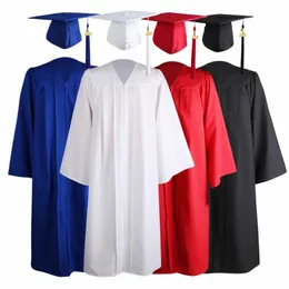2023 Üniversite Mezunları Akademik Elbise Tassel Hat Zipper v Boyun Lisesi Bachelor Academic Dr Öğrenci Graduati Kostüm 02DI#